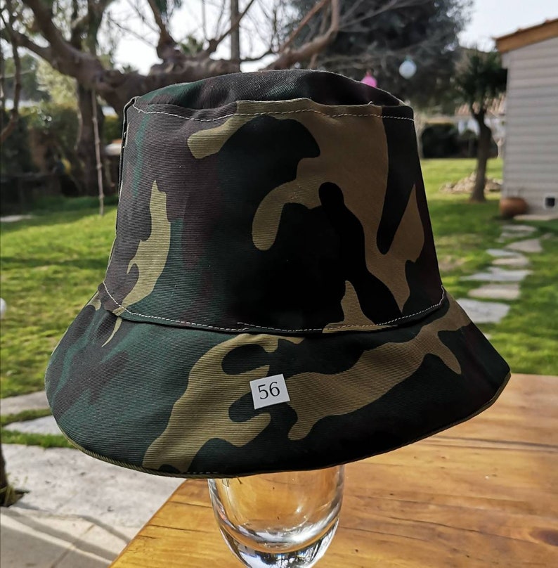 Camo print military bucket hat