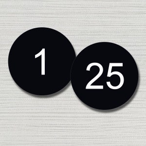 Numbered Vinyl Decal Stickers, Black, Circle