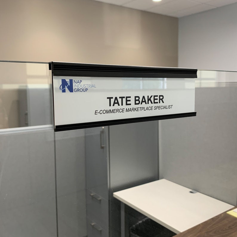 Glass Cubicle Nameplate Holder With Custom Nameplate Etsy