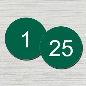 Numbered Vinyl Decal Stickers, Green, Circle