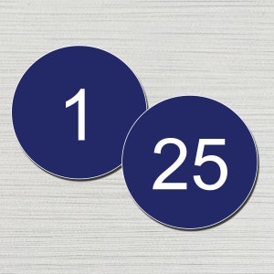 Stickers vinyles numérotés, bleus, ronds