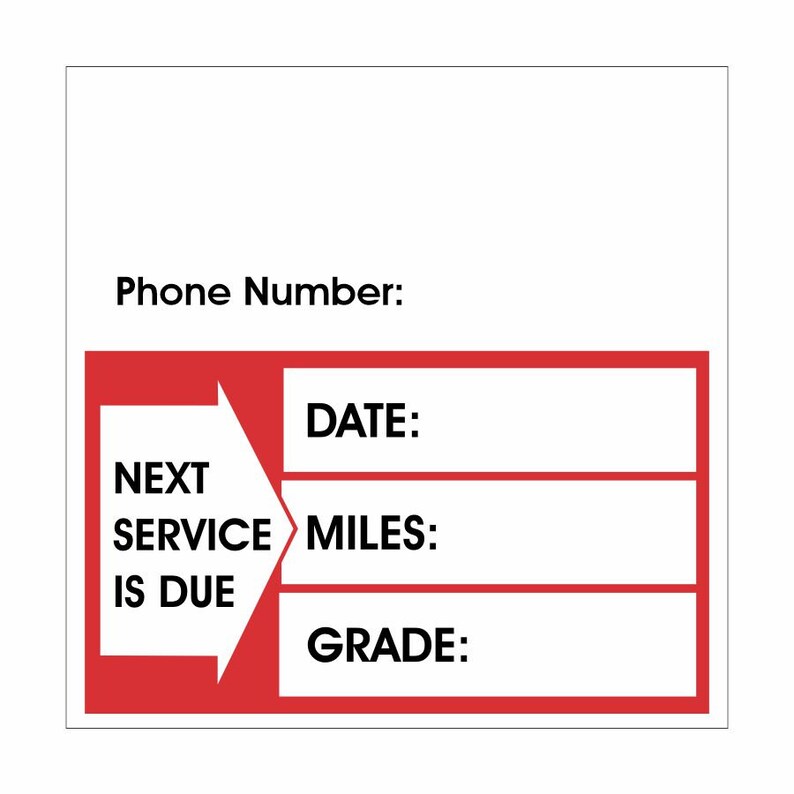 Oil Change Stickers - Removable Adhesive Vinyl - Etsy