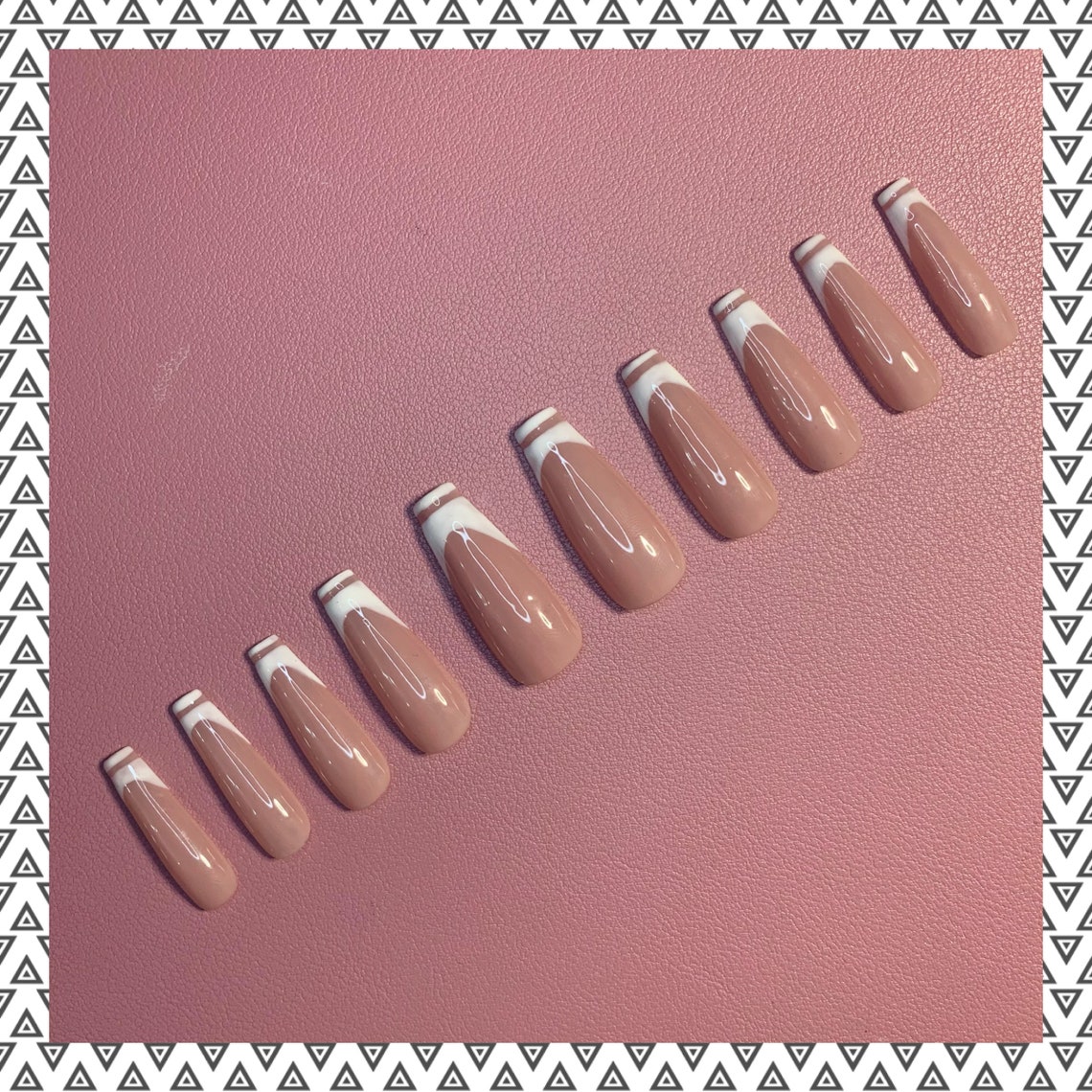 Double French Tip Press on Nails Luxury Nails Etsy