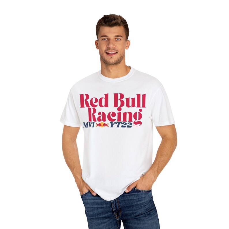 Red Bull Racing Unisex Garment-Dyed T-shirt, Racing Apparel, Sports Fan Shirt, Gift for Racing Enthusiasts, Casual Wear image 7