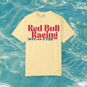 Red Bull Racing Unisex Garment-Dyed T-shirt, Racing Apparel, Sports Fan Shirt, Gift for Racing Enthusiasts, Casual Wear image 4
