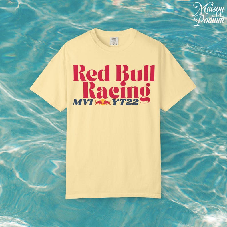 Red Bull Racing Unisex Garment-Dyed T-shirt, Racing Apparel, Sports Fan Shirt, Gift for Racing Enthusiasts, Casual Wear image 4