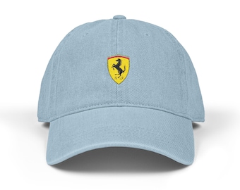 Formula One Embroidered Denim Hat, F1 Scuderia Ferrari Fashion Accessory for Everyday Wear, Perfect Gift for Car Lovers, Casual Headwear