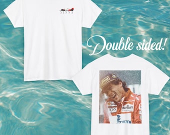 Maglietta Ayrton Senna MP4/4 - Maglietta da corsa F1 vintage / Collezione ICONS / Maglietta unisex per sport motoristici