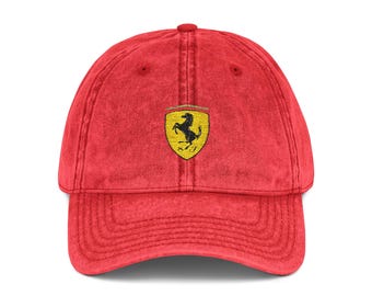 Embroidered Scuderia Ferrari Formula One F1 Cap | Vintage Washed Baseball Hat