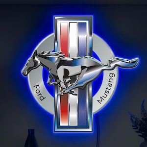 Ford mustang decor, Mustang neon sign, Ford mustang lamp, Mustang led sign, Ford mustang logo, Mustang lighted sign, Garage sign for men