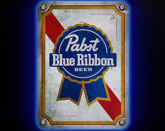 Pabst Blue Ribbon Led Sign, Pabst Blue Ribbon Logo, Beer Neon Sign