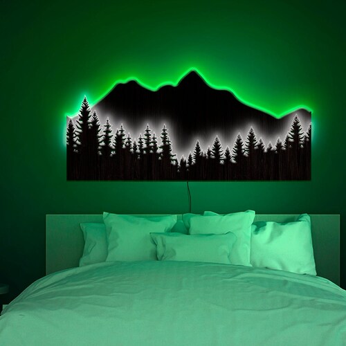 Mountain Wall Art Light Up Mountain Wall Art With Led Etsy
