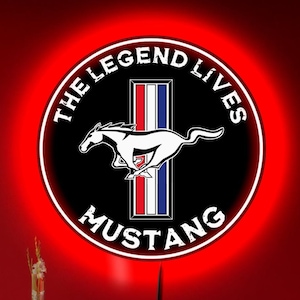 Ford Mustang neon sign, Mustang legend lives sign, Ford Mustang logo lighted, Garage neon sign decor, Ford Mustang gift, Ford Mustang decor