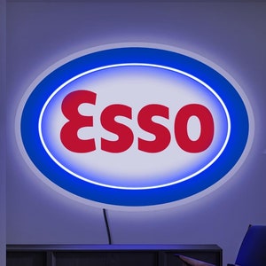 Esso led sign, Oil neon sign, Esso logo lighted, Petroleum neon sign, Esso gift, Oil company decor, Oil wall decor, Esso wall art decor