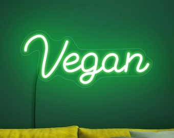 Vegan neon sign, Vegan led sign, Vegan food sign, Vegetarian neon sign, Healthy food lover gift, Neon sign kitchen decor, Vegan art decor