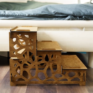 Marches en bois pour lit d'animal de compagnie, rampe d'escalier pour chien, escalier de lit d'animal de compagnie, marches surélevées pour chien, meubles en bois pour chien, escalier pour petit chien, cadeau pour propriétaire de chien