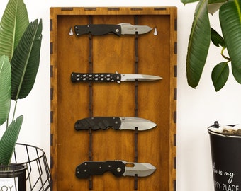 Pocket knife display shelf, Knife holder wall mount, Pocket knife display, Knife shelf, Display Case for Collectibles, Knife holder