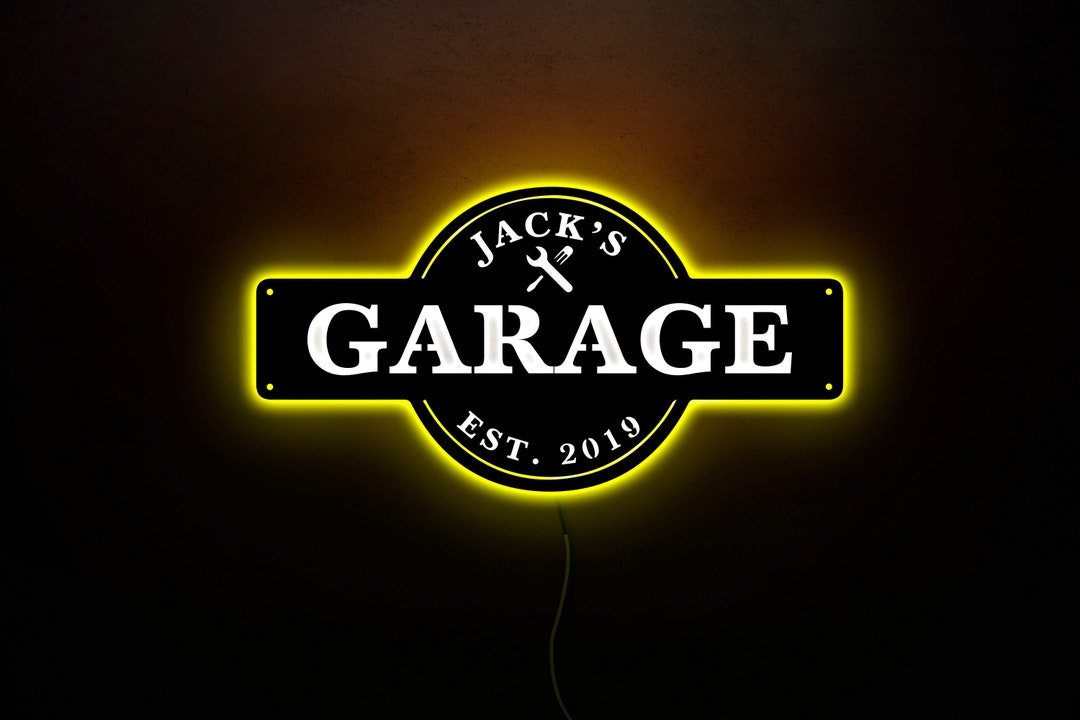 Neon Garage Sign, Personalized Garage Sign, Custom Garage Name Sign