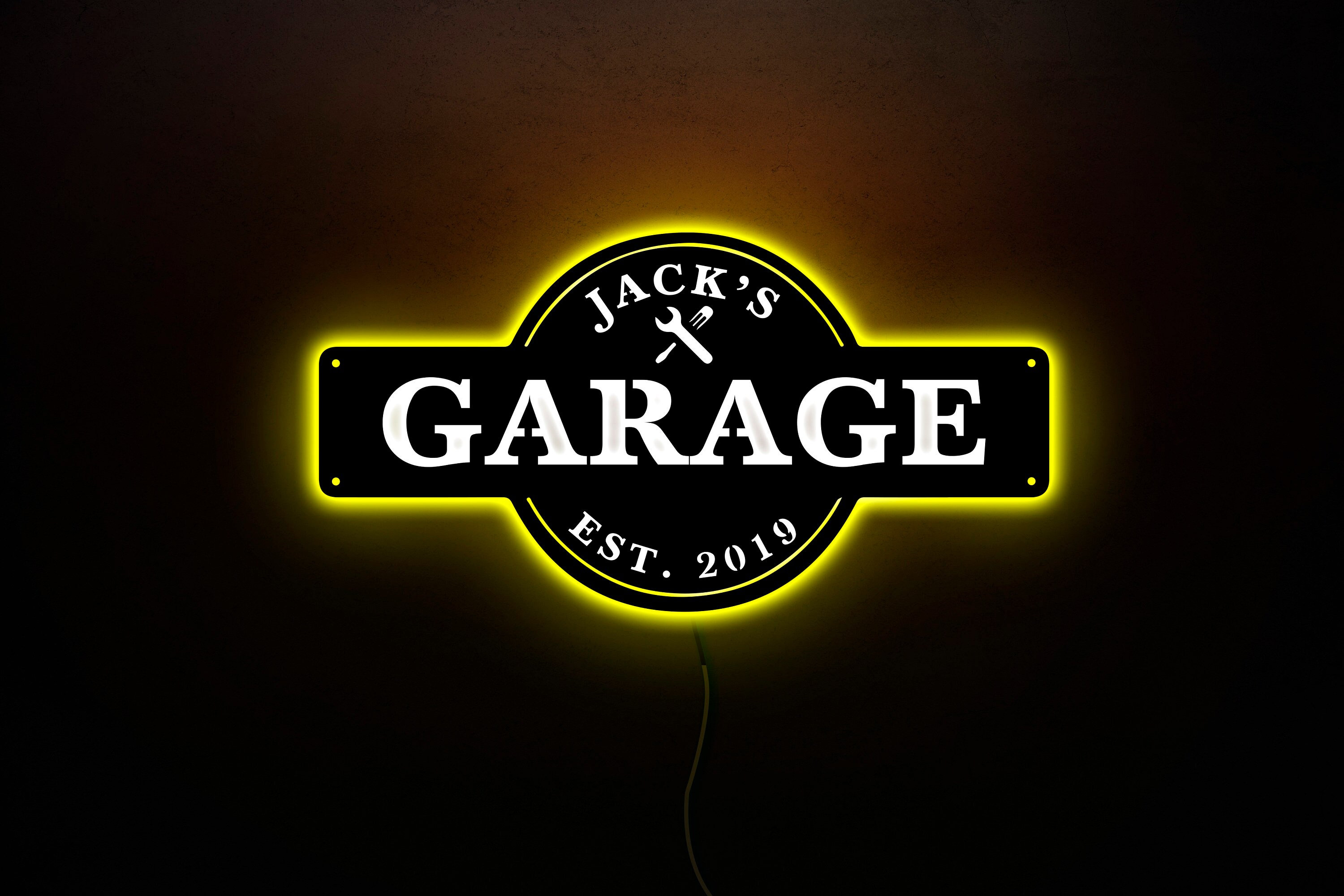 Neon Garage Sign Personalized Garage Sign Custom Garage Name Etsy
