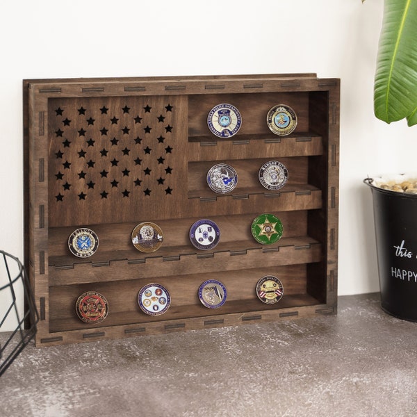 Military coin wall mount, Challenge coin display case, Military coin rack, Military coin holder for desk, Challenge coin holder shelf