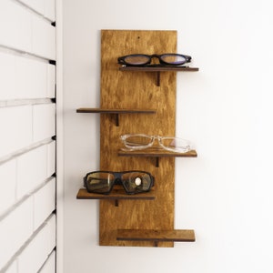Wooden sunglass organizer, Sunglasses rack, Sunglasses wall holder, Sunglasses wall mount, Sunglasses shelf narrow, Eyeglass shelf