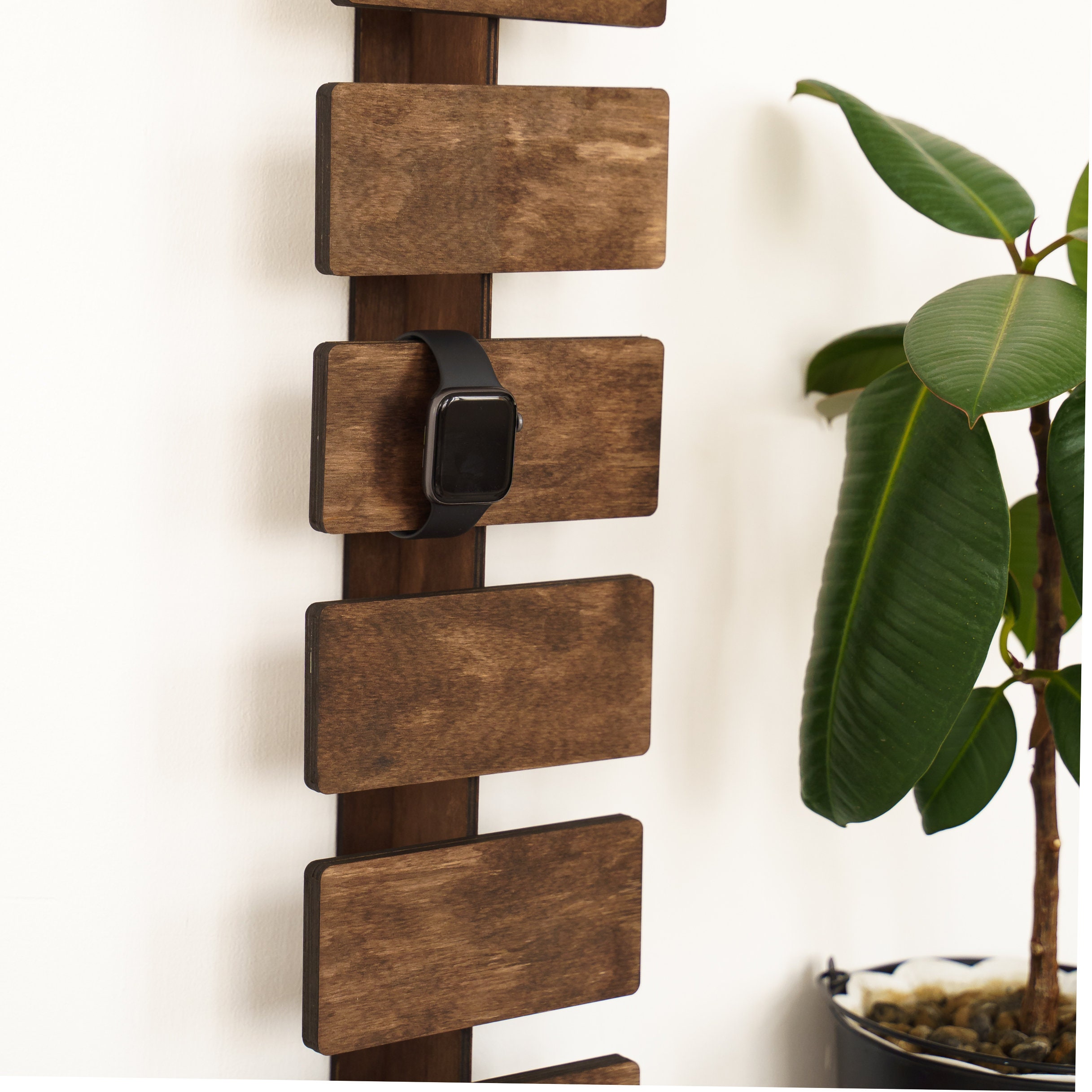 Watch organizer for mens, Watch display case wall, Wood watch holder, Watch storage wall, Wooden watch stand, Watch wall rack