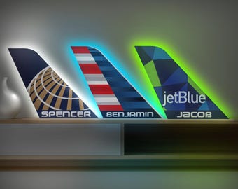 Custom Airline tail sign lighted, Airline tail wall art, Plane tail decor,Aviation neon light,Southwest Airlines tail,American Airlines tail