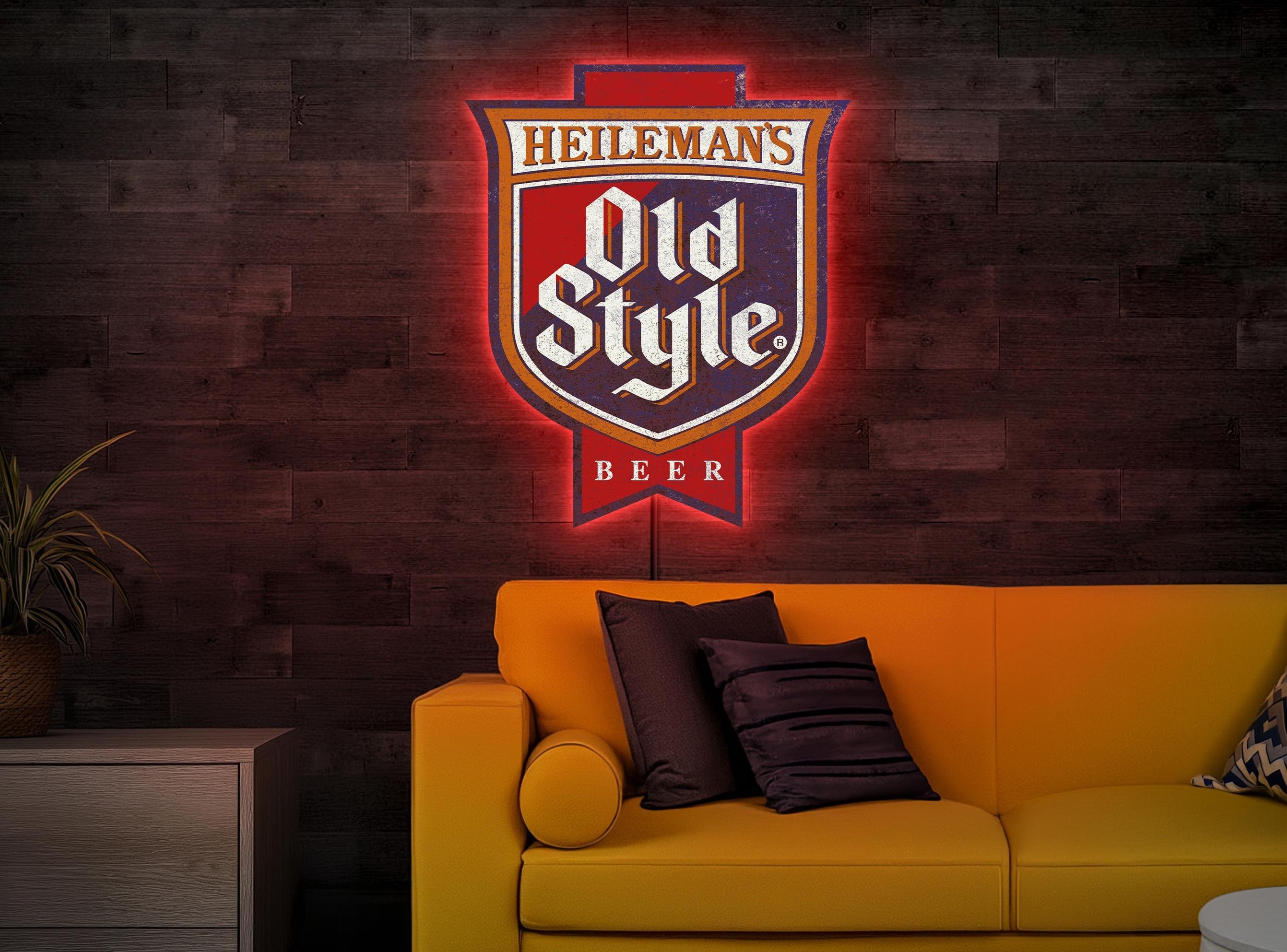 ハイルマンのオールドスタイルネオンサイン、ヴィンテージビールサイン