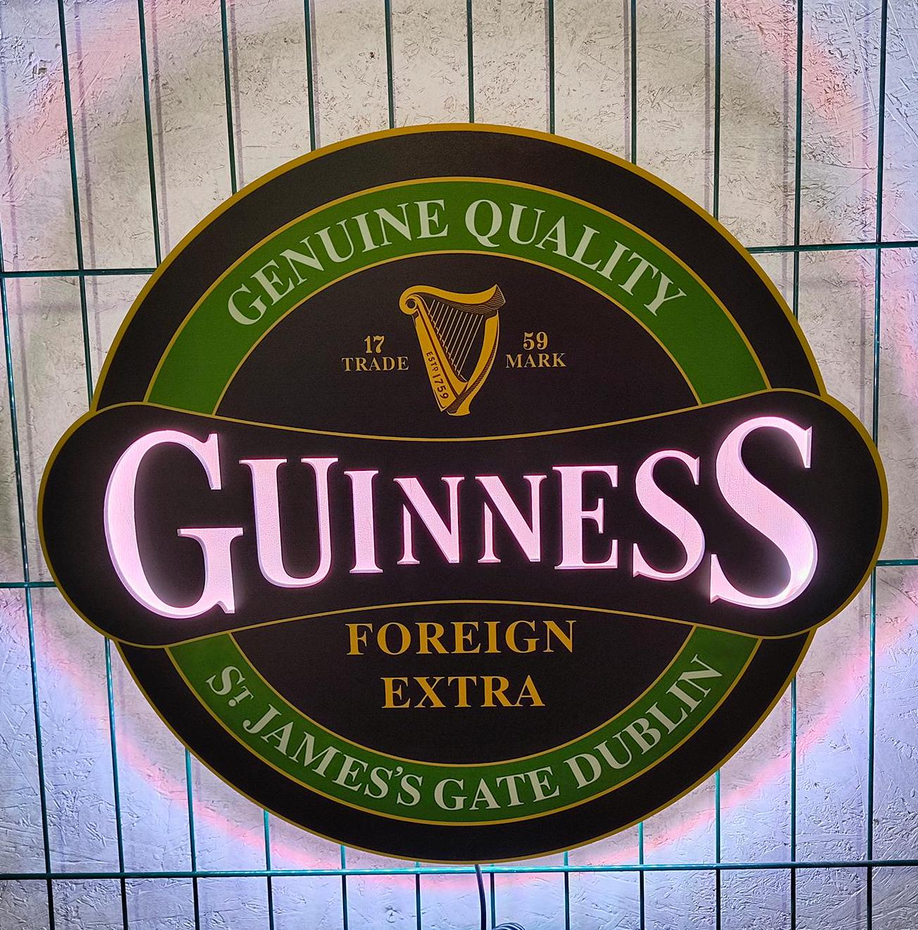 Guinness Neon Light, Guinness Light Sign, Guinness Logo, Beer Neon