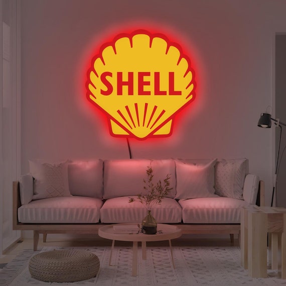 Shell Neon Sign, Vintage Oil Company LED Wall Art, Gas Station