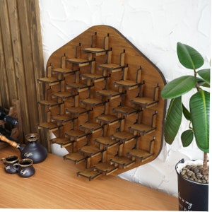 DisplayGifts Shot Glass Shooter Display Case Holder Cabinet Wall Rack Hinged Glass Door 56 Slot Cherry Finish 29.75" H X 16.6" W