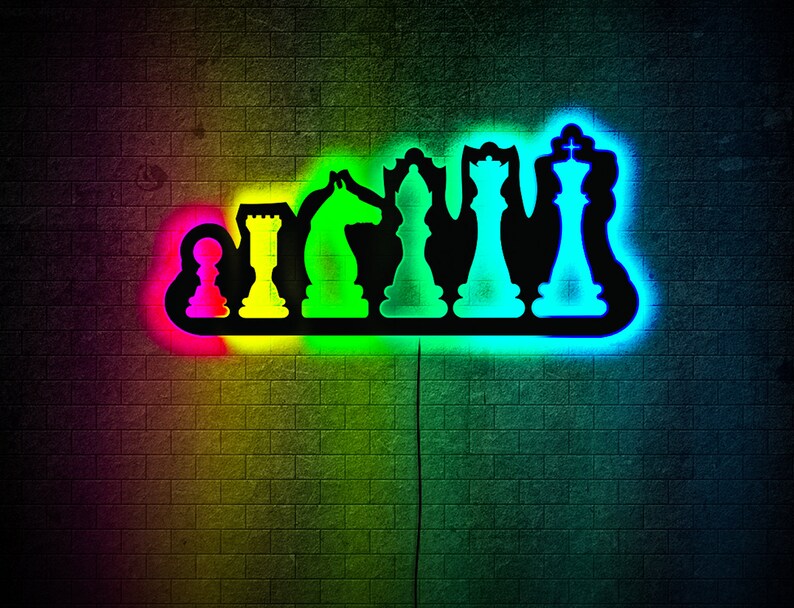 Chess Neon Sign, Chess Wall Art, Chess Wall Decor, Chess Signs, Chess ...
