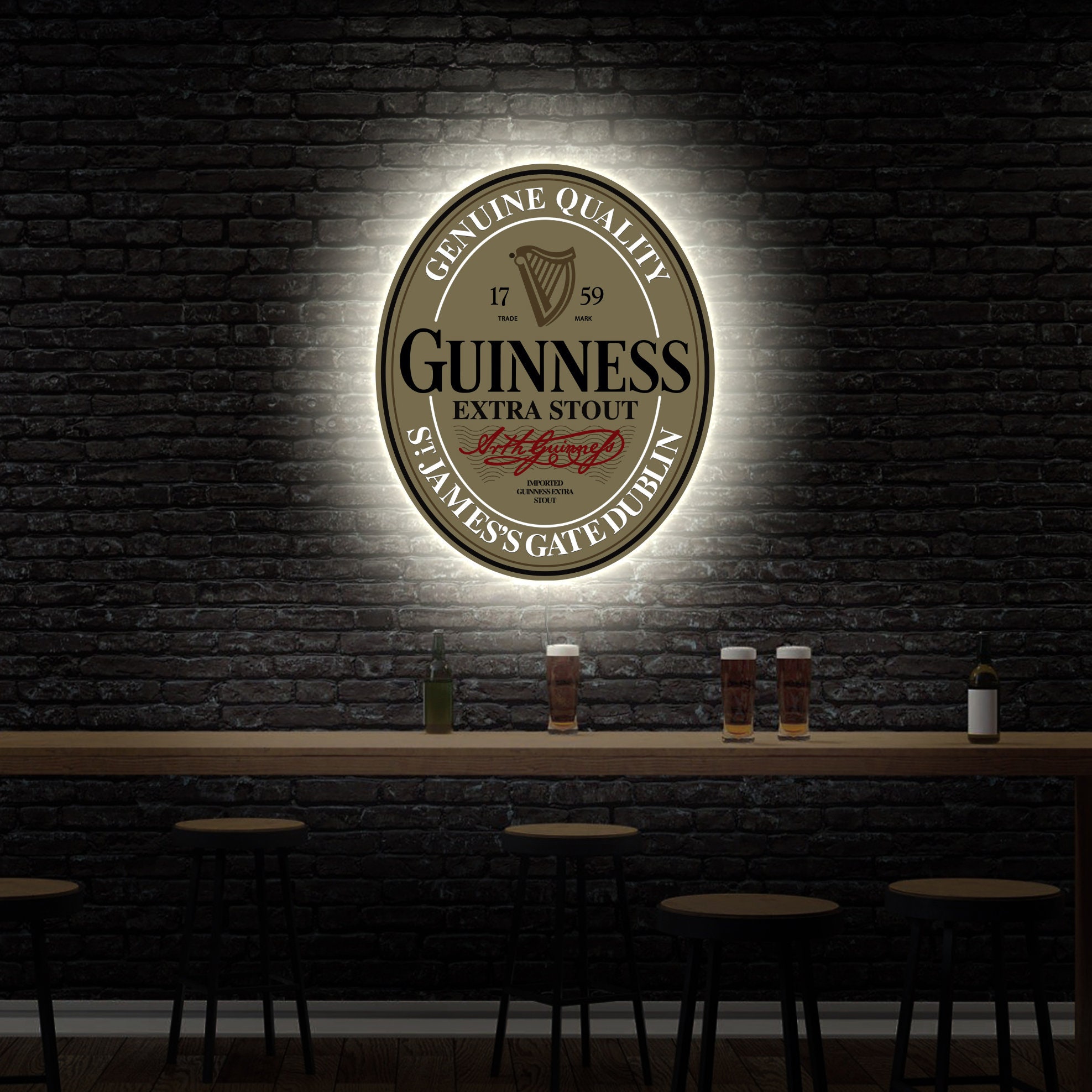 Guinness Neon Sign, Guinness Led Sign, Guinness Logo, Beer Neon