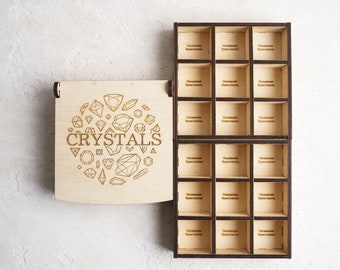 Kristallen doos met deksel, kristallen opberger, kristallen verzameldoos, stenencollectie, kristallen vitrine, kristallen opbergdoos