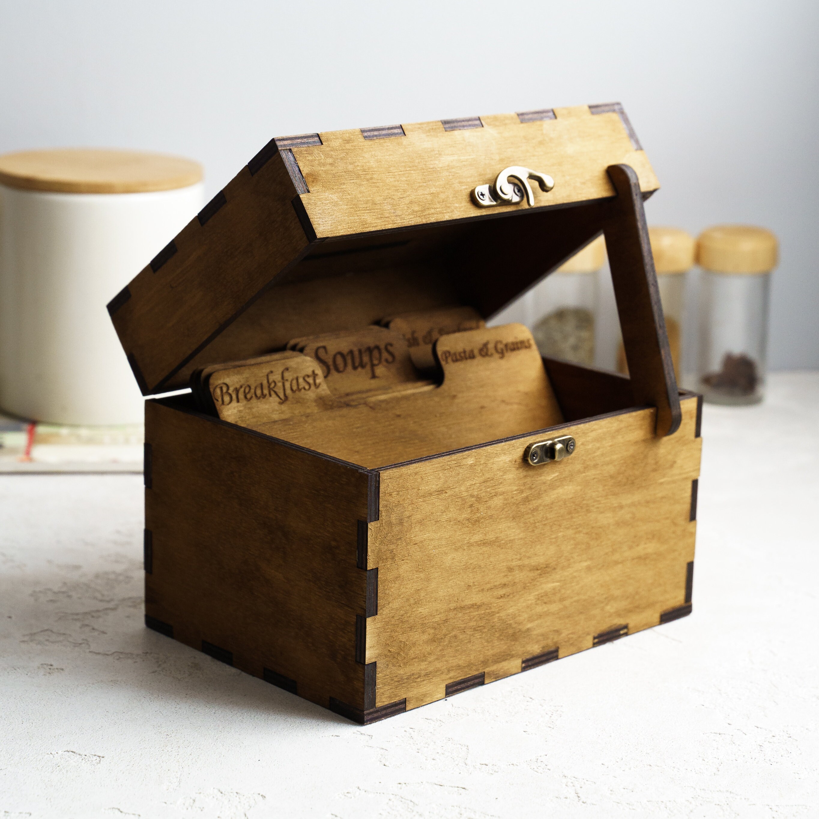 Wooden Recipe Box With Dividers, Personalized Recipe Box for Bridal ...