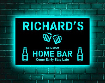 Aangepaste bar led-bord, gepersonaliseerde bar neonreclame, barverlichtingsbord, bar led-bord, neonbarbord met naam, barbordverlichting, open bar led