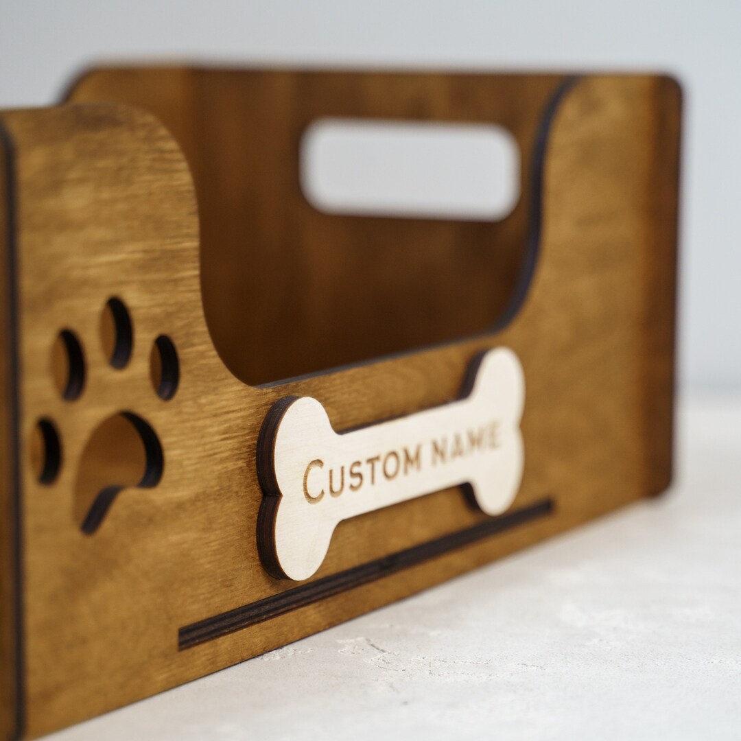 Dog Toy Box With Name, Dog Toy Storage, Wooden Dog Toy Box, Dog Toy Bin