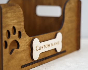 Caja de almacenamiento de juguetes para perros, cesta de juguetes para perros con nombre, almacenamiento personalizado de juguetes para perros, soporte de juguetes para perros, cesta de juguetes para perros pequeña