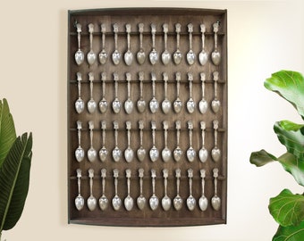 Spoon Display Case, Spoon Display Rack, Wall Spoon Holder, Spoon Organizer, Spoon Storage, Spoon Cabinet, Spoon Stand Wood, Spoon Case