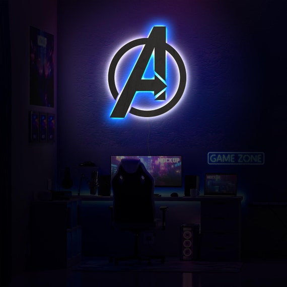 Avengers Neon Sign, Avengers LED Wall Art, Superhero Game Room Decor, Comic Room Light, Gift for Gamer, Avengers Fan Decor