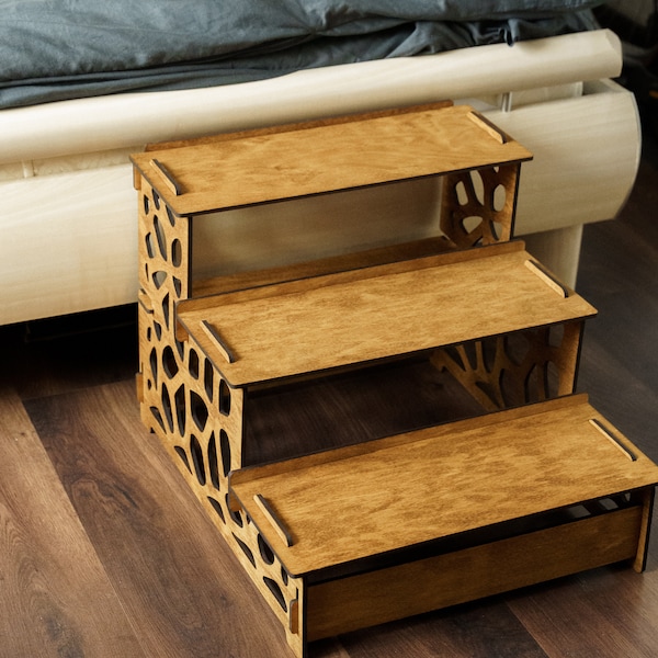 Dog steps for bed small dogs, Pet steps for bed, Wooden dog steps for ramps, Ladder for pets, Dog stairs for small dogs, Dog stairs wood