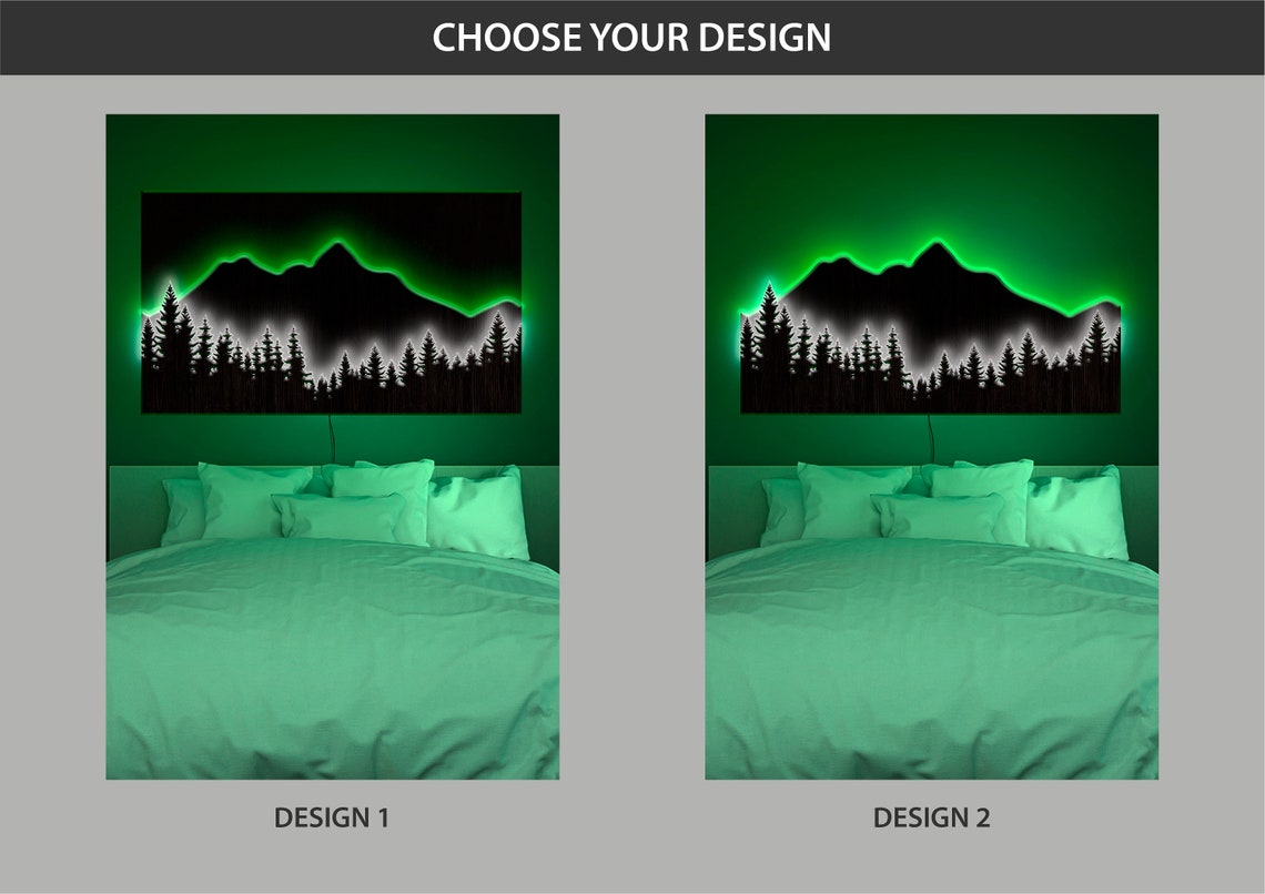 Mountain wall art light up Mountain wall art with light Etsy
