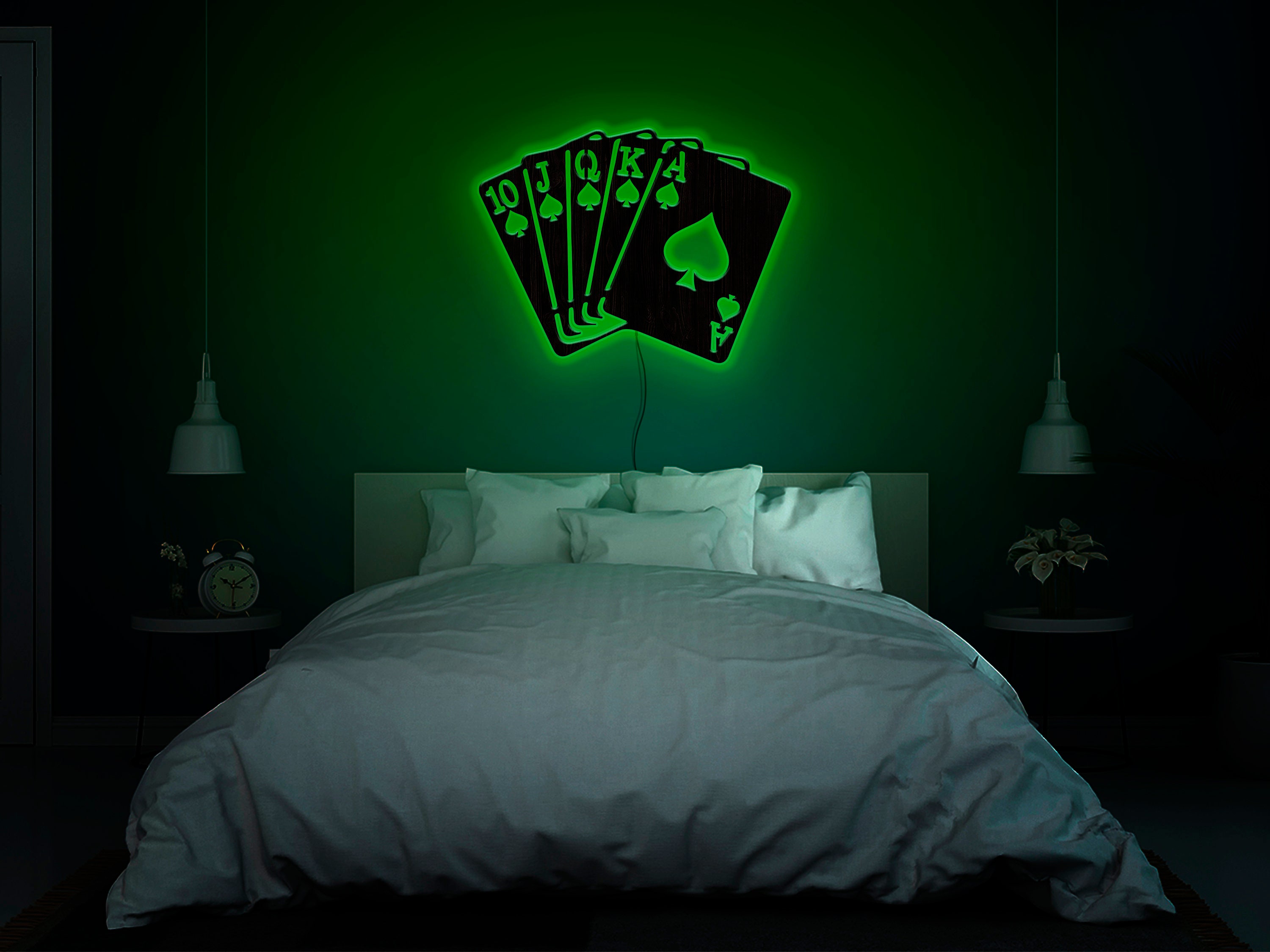 Poker Neon Sign, Poker Neon Color Led Light Sign, Royal Flush, Casino Wall Sign, Royal Flush Card Home Decor, Christmas Gift, Birthday Gift