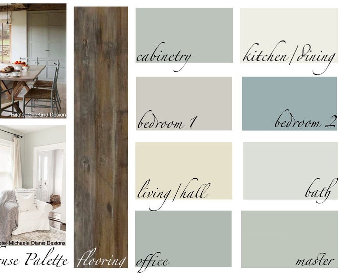 Farmhouse - BENJAMIN MOORE Interior Paint Color Palette - Etsy