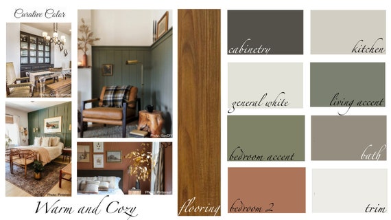 Warm and Cozy Interior Paint Color Palette - Etsy Transform your home into a warm and cozy sanctuary with this interior paint color palette from Etsy. Featuring rich and inviting hues like deep burgundy, earthy terracotta, and soft mocha, these color schemes will create a welcoming and comforting atmosphere in any room.