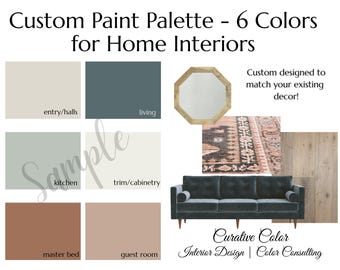 Custom Home Decor Paint Color Palette Help: Interior Design Consultation 6 Colors (PDF Download)