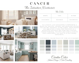 Cancer Zodiac Paint Palette: Celestial Home Color Scheme (Digital Download