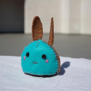 Blueberry Bunny Critter / Felt Desk Buddy / Dashboard Decor