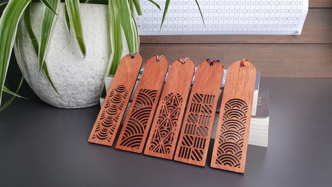 Set of 5 Custom Wooden Bookmark Brown Mahogany - Etsy