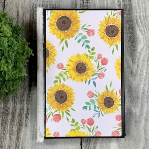 Handmade Blank Lined Journal | Lined Notebook | Lined Paper | Diary | Sunflowers